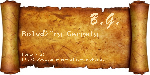 Bolváry Gergely névjegykártya